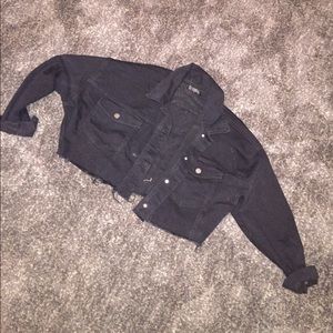 Cropped oversized denim jacket